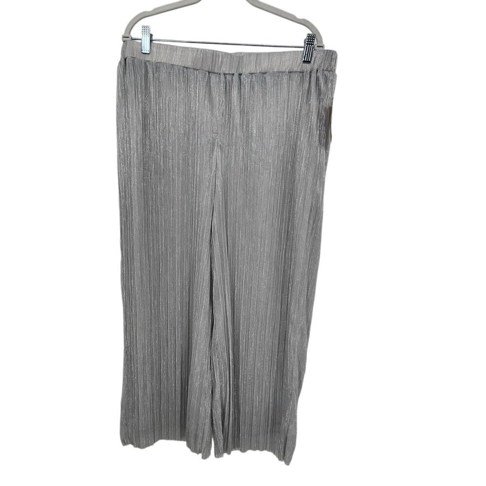 New NWT Rachel Roy Silver Combo Wide Leg Crop Holiday Pants Shimmer Sparkle‎ XXL
